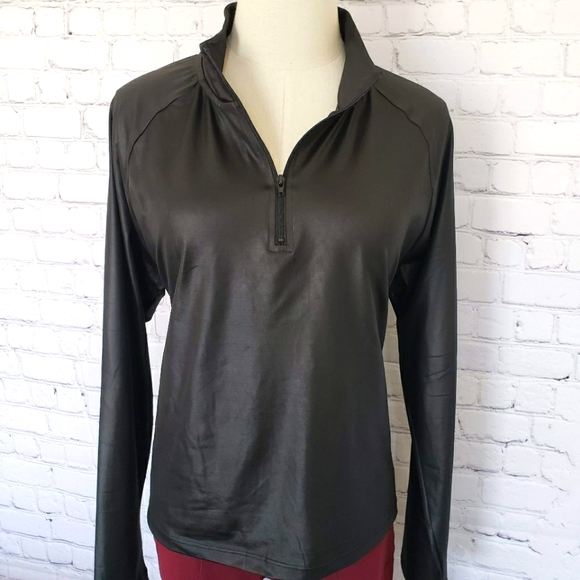 Stretch The Rules Tops - STRETCH THE RULES Long Sleeve Zipper Black Active T-Shirt--NWT--L